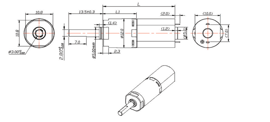 12mm plastic planetary gear motor with metal shaft from Kegu