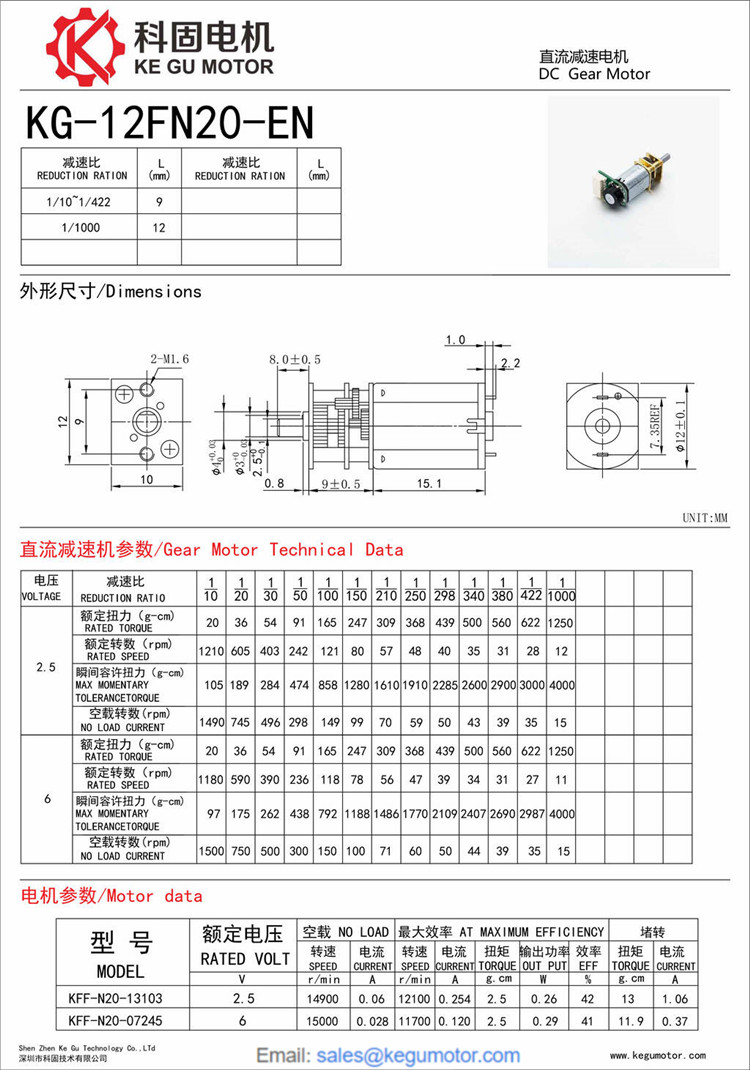 N20 gear motor with encoder