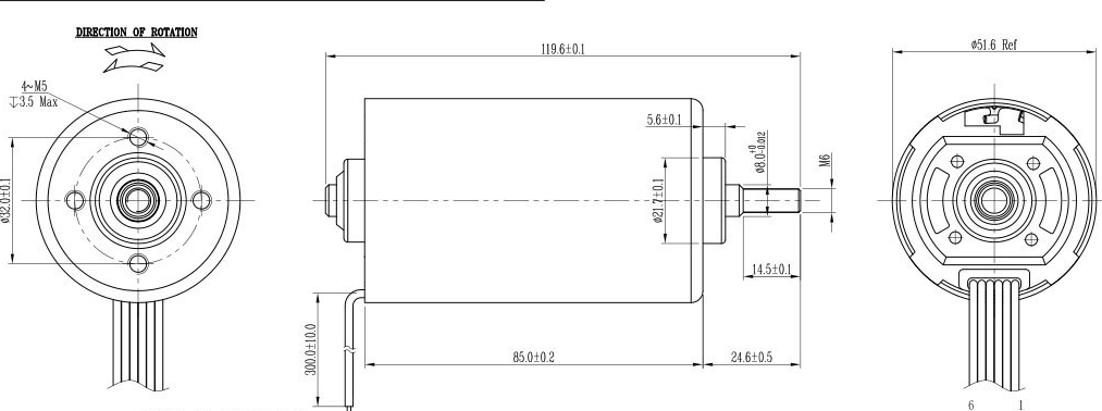 52mm brushless dc motor drawing