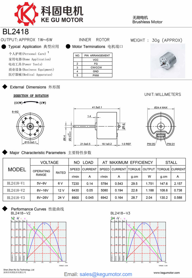 BL2418 24mm brushless motor