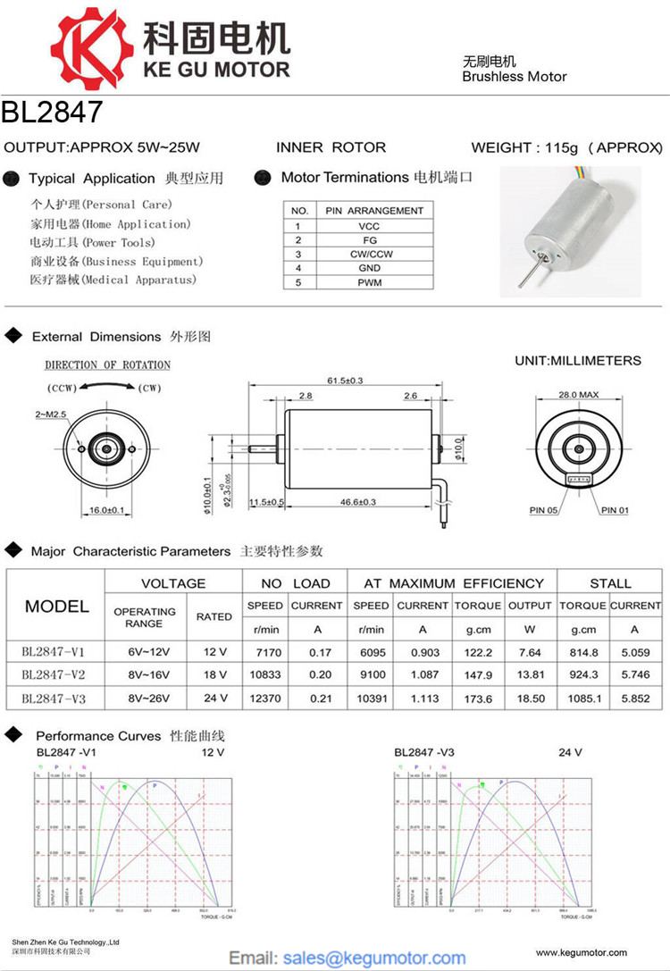 BL2847 28mm brushless motor