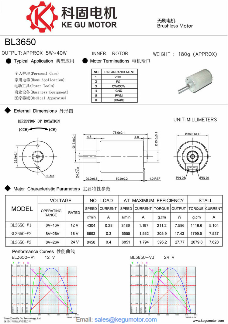 BL3650 36mm brushless motor