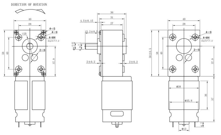 58MM WORM GEAR MOTOR